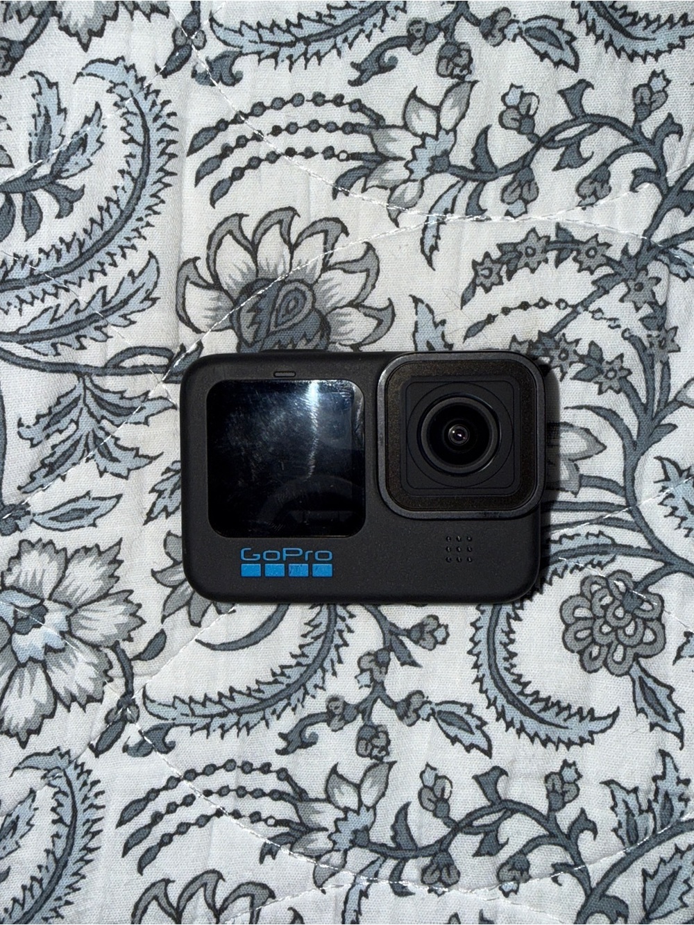 GoPro Black Action Camera with Blue Logo Accents